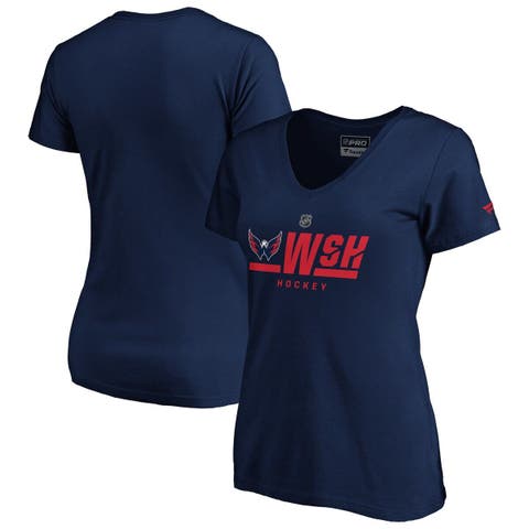 Women's Fanatics Branded Navy Washington Capitals Authentic Pro Secondary Logo V-Neck T-Shirt