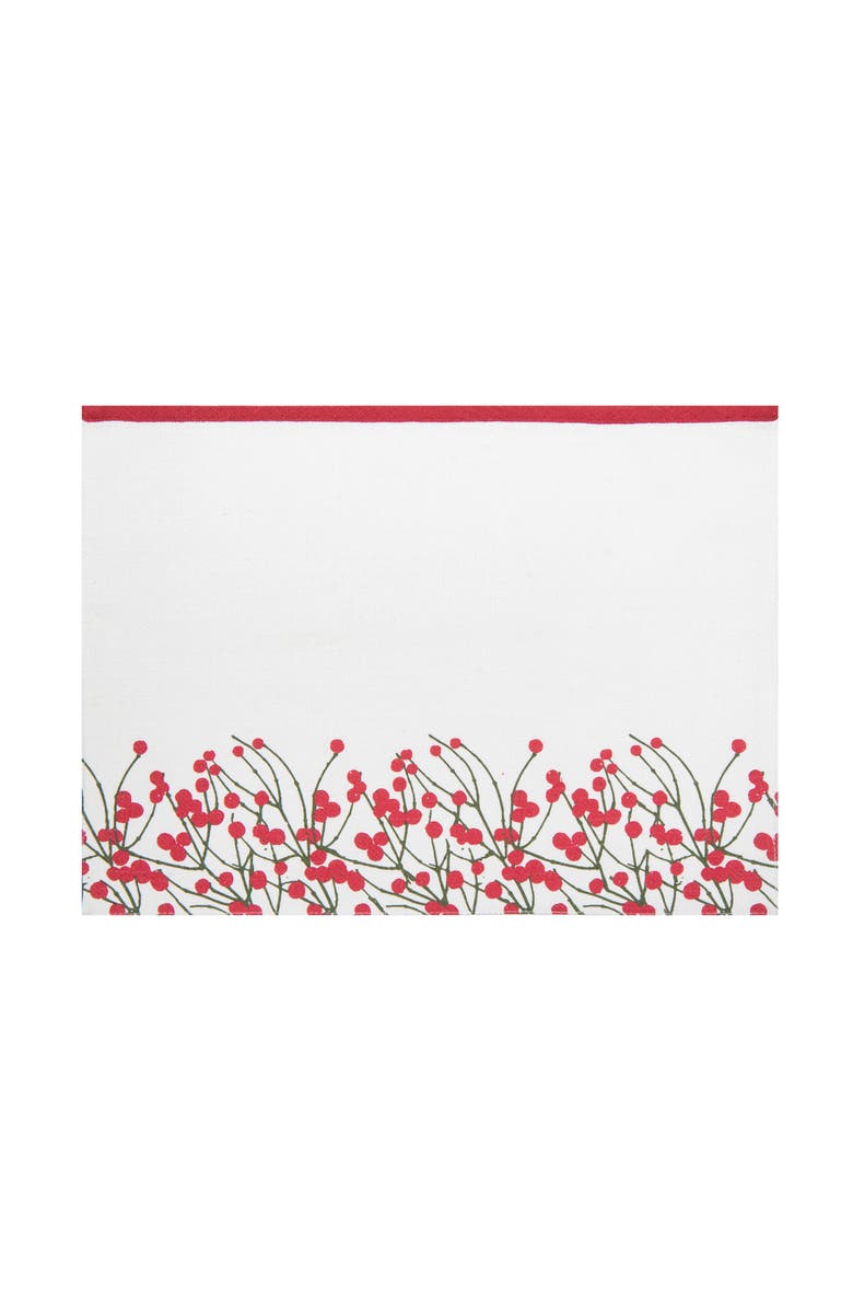 C&F Home Berries Embroidered Placemats Set of 6 White And Red Border, 13" x 18", Main, color, White