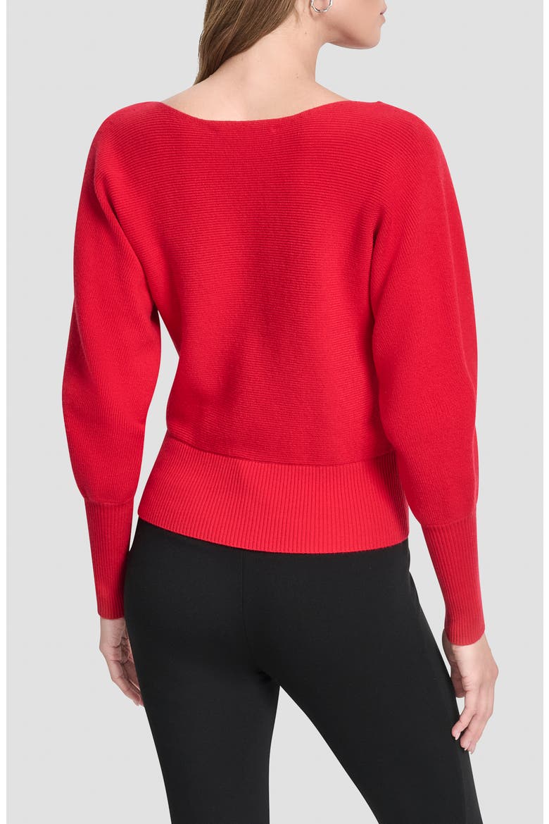 V-Neck Dolman Sleeve Sweater, Alternate, color, CITY CRIMSON