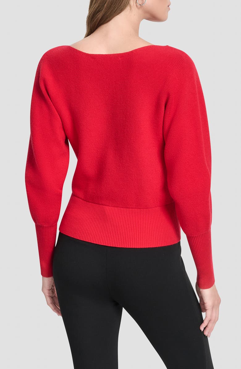 DKNY V-Neck Dolman Sleeve Sweater, Alternate, color, City Crimson