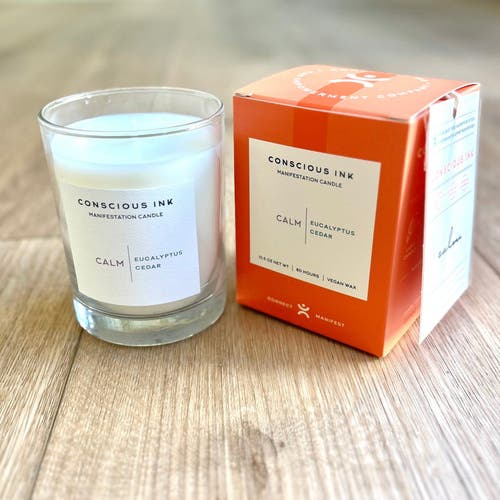 Conscious Ink Calm Eucalyptus + Cedar Manifestation Candle + Ink In White