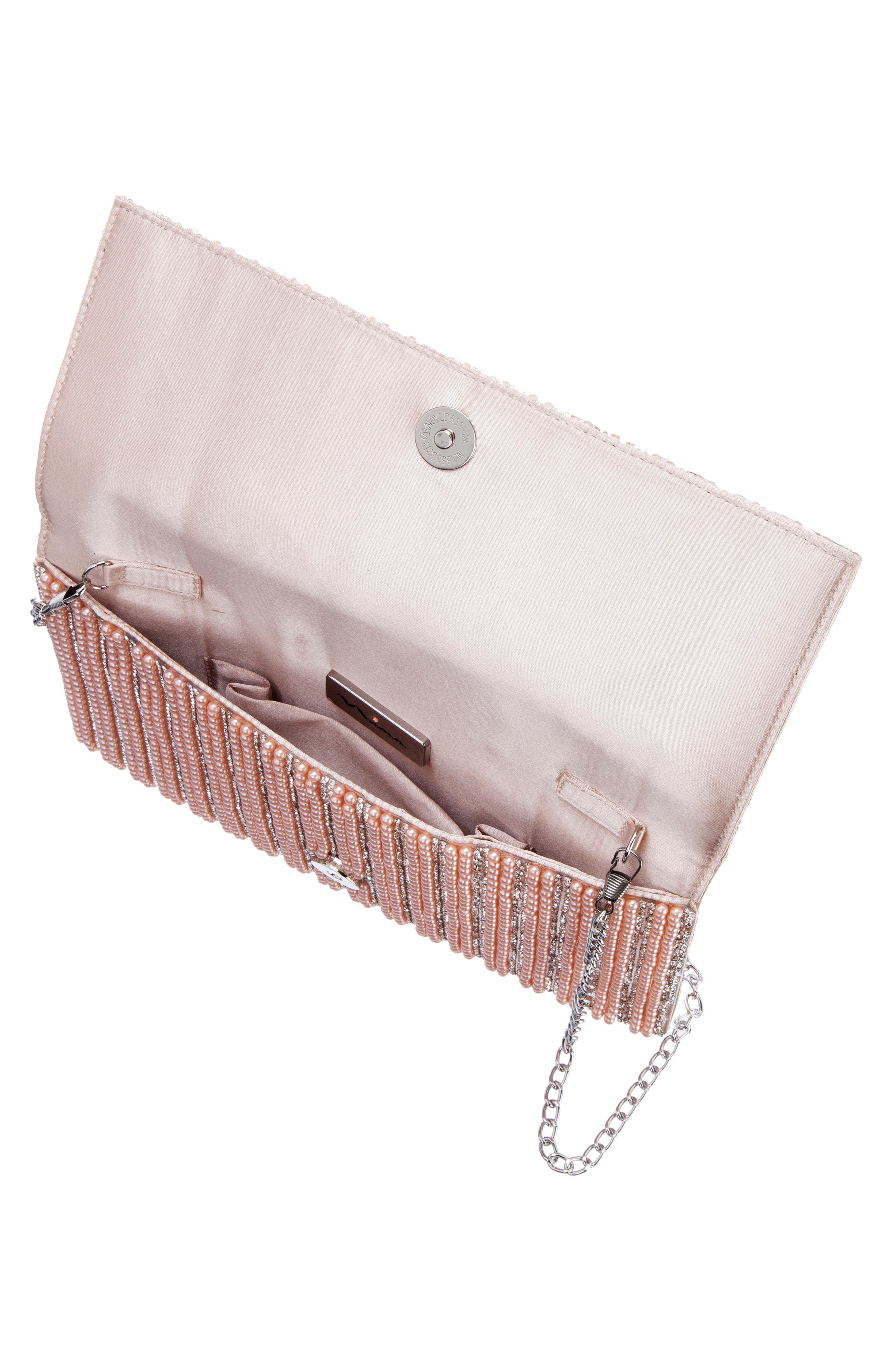 Crystal & Imitation Pearl Embellished Clutch, Alternate, color, PEARL ROSE