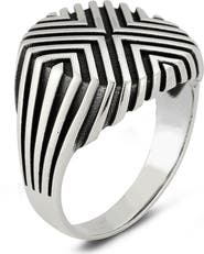 Yield of Men Men's 'X' Textured Signet Ring