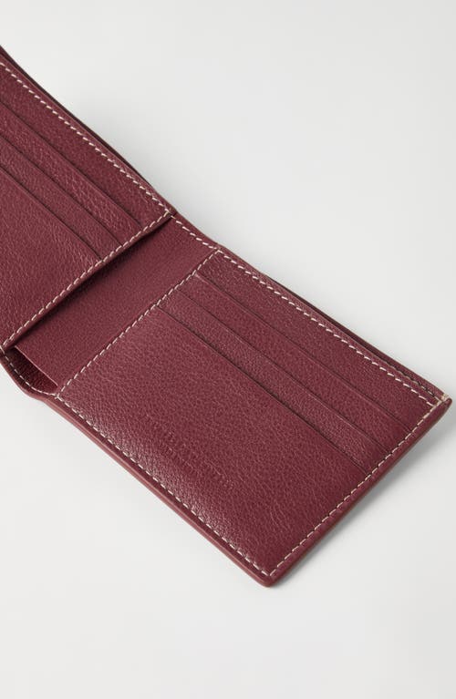 Brunello Cucinelli Calfskin Debossed-logo Wallet In Burgundy