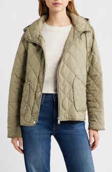 Diamond Quilted Jacket with Removable Hood