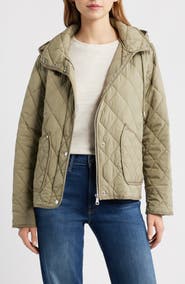 Bernardo Diamond Quilted Jacket with Removable Hood