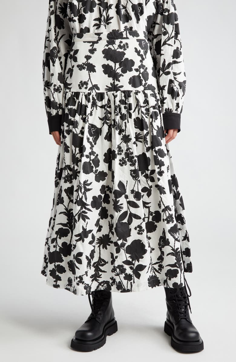 Max Mara Udente Floral Print Tiered Cotton & Silk Skirt, Main, color,
