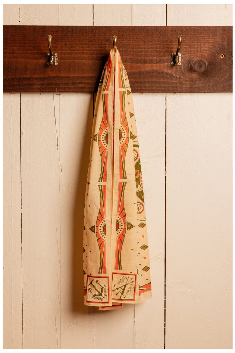 Zodiac Print Scarf, Alternate, color, Ecru