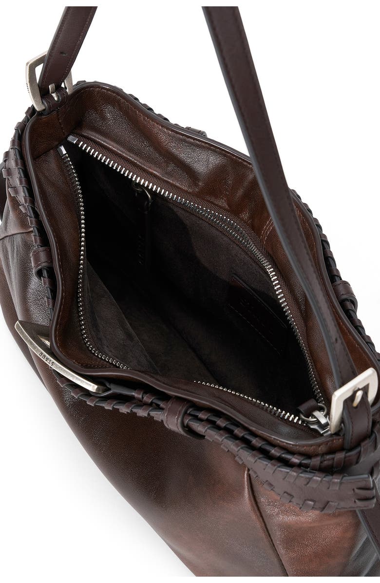 STAUD Brooklyn Leather Shoulder Bag, Alternate, color, Espresso Distressed