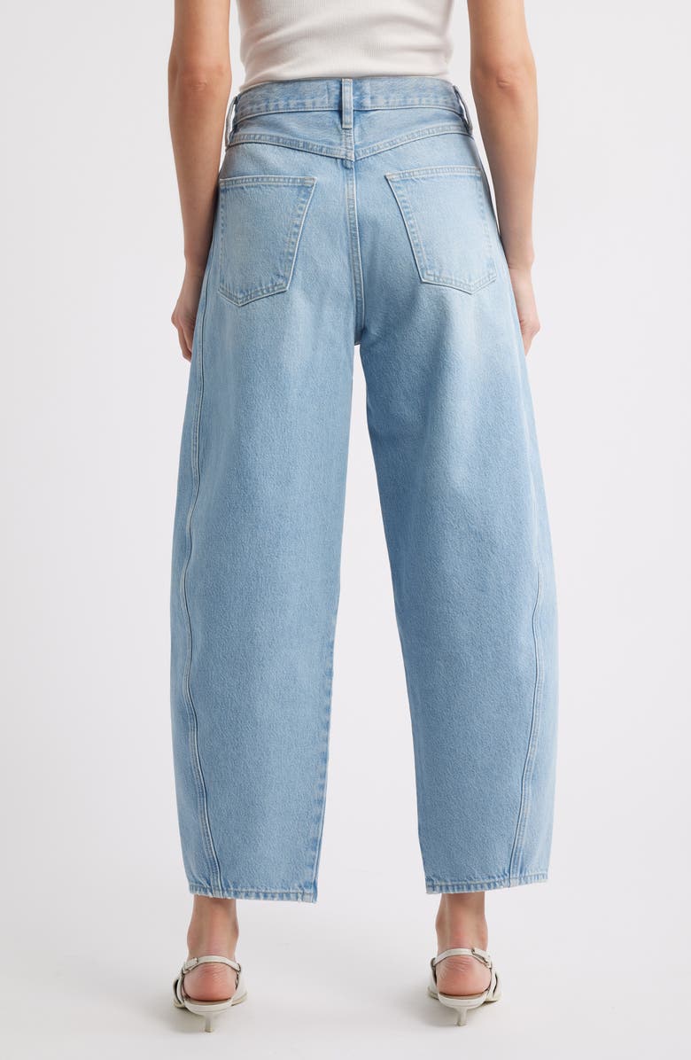 FRAME The Twisted High Waist Ankle Barrel Jeans, Alternate, color, Never