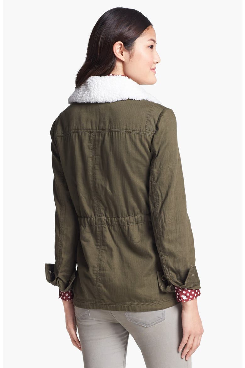 Removable Faux Shearling Collar Utility Jacket, Alternate, color, OLIVE TUSCAN
