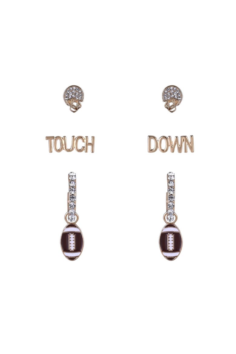 Game Day Trio Earring Set, Alternate, color, Brown