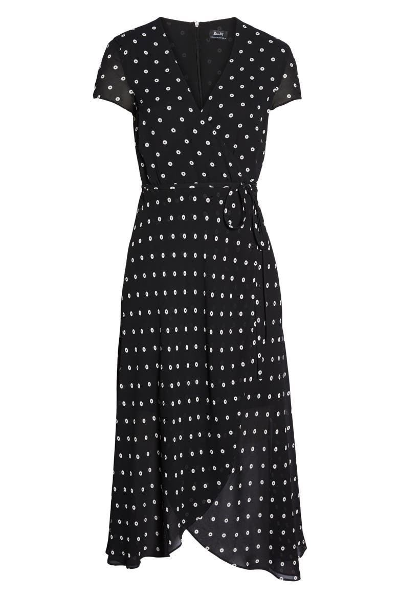Dotted Faux Wrap Midi Dress, Alternate, color, CIRCLE SPOT