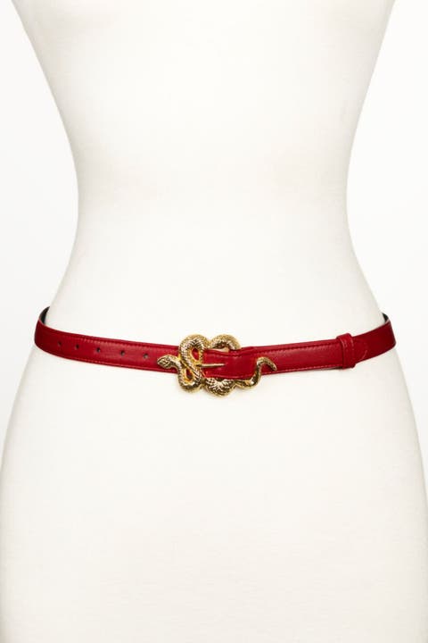 Small Snake Buckle Leather Belt