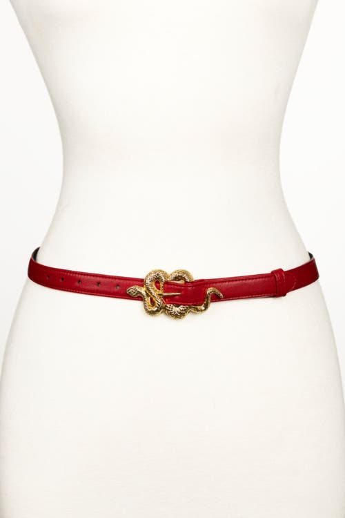 Raina Belts Small Snake Buckle Leather Belt In Red