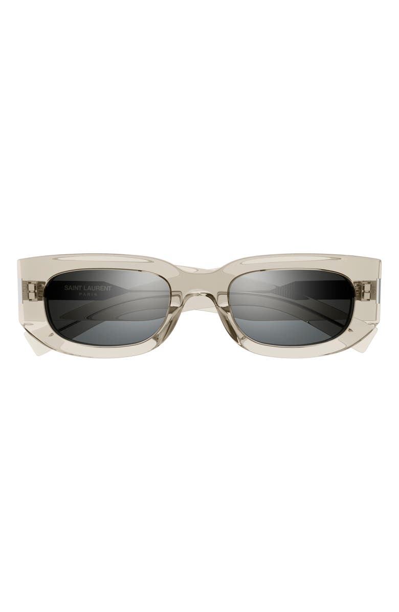 Saint Laurent 51mm Rectangular Sunglasses, Main, color, Beige