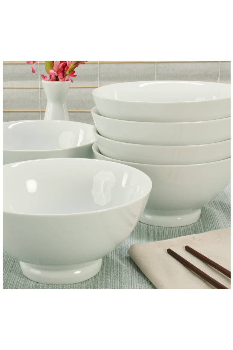 Set of 6 Noodle Bowls, Alternate, color, WHITE