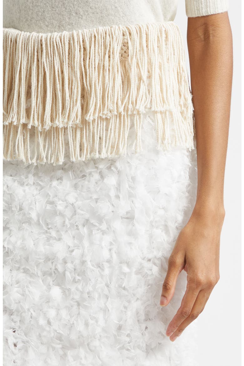 Bambola Fringe Embellished Midi Skirt, Alternate, color, WHITE