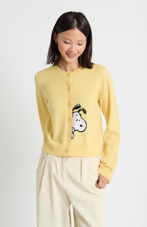 Sneaky Snoopy Wool-Cashmere Cardigan
