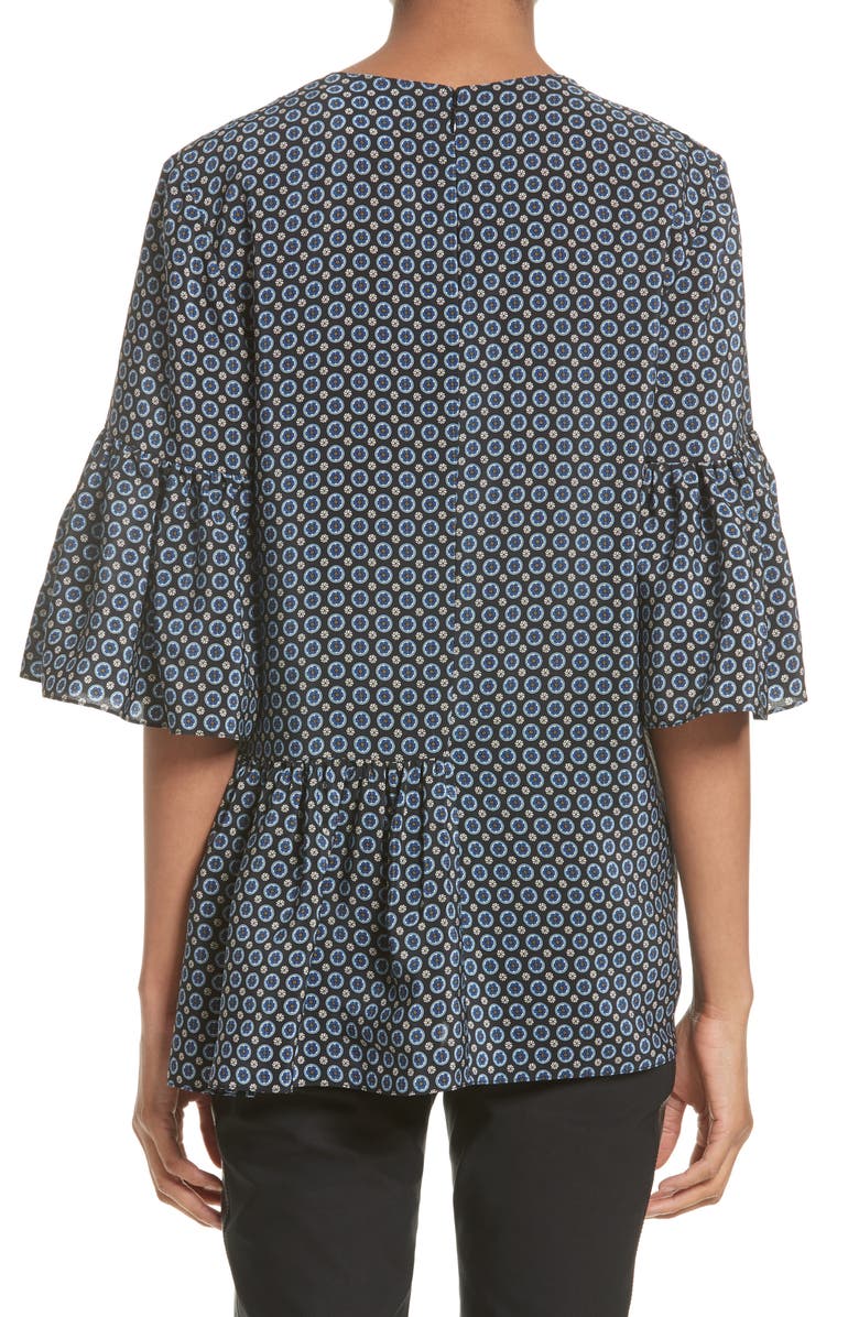 Stella McCartney Windsor Print Silk Ruffle Blouse, Alternate, color, 