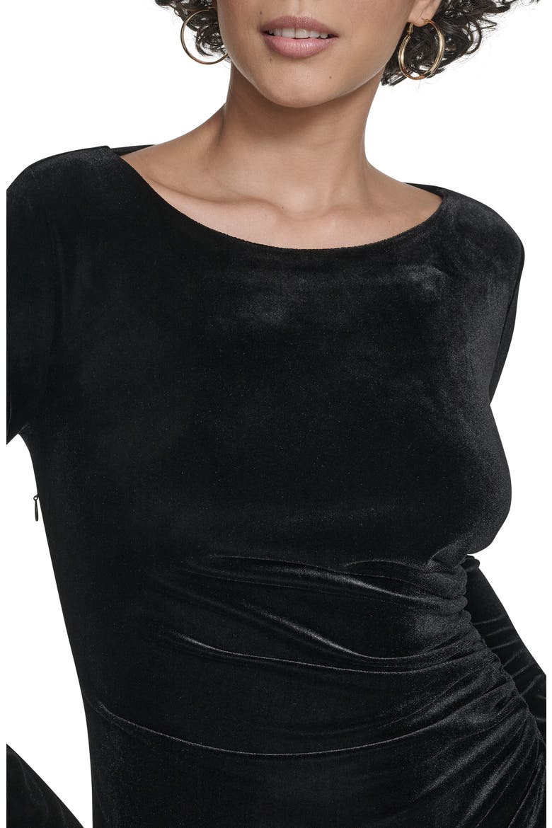 Long Sleeve Velvet Maxi Dress, Alternate, color, BLACK