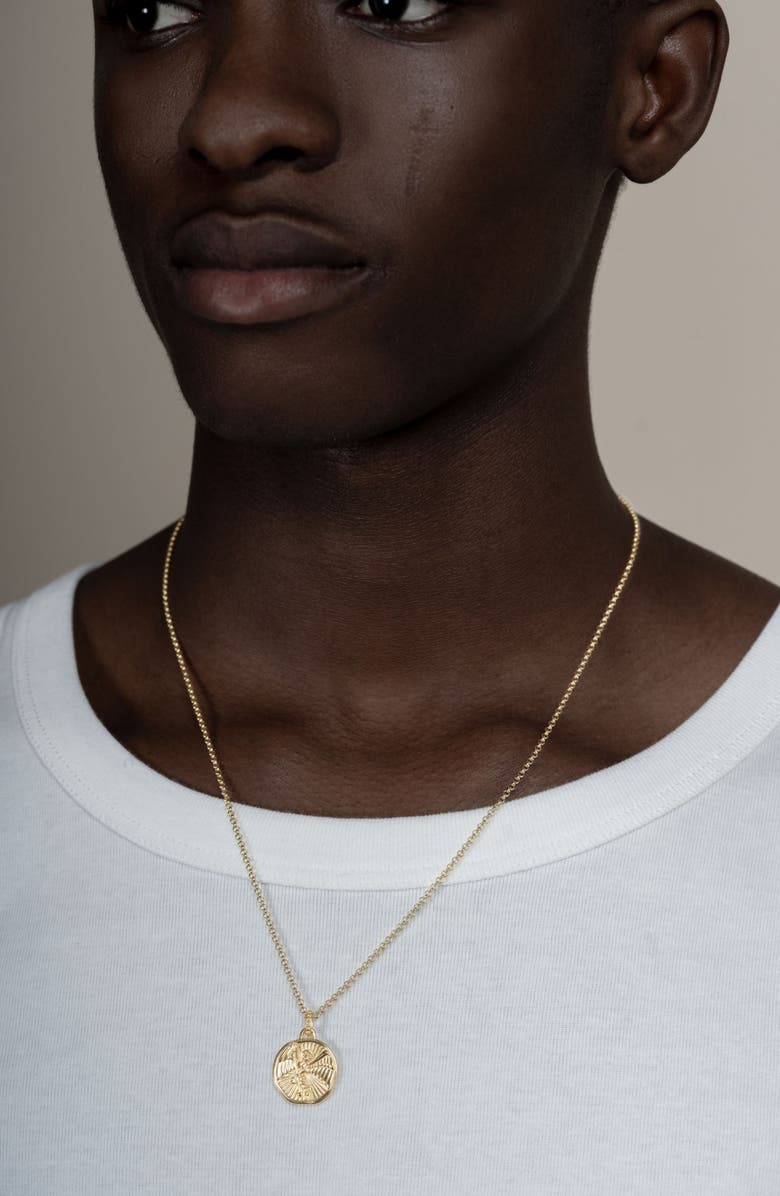 Dower & Hall Men's St. Michael Talisman Necklace, Alternate, color, Yellow Gold Vermeil