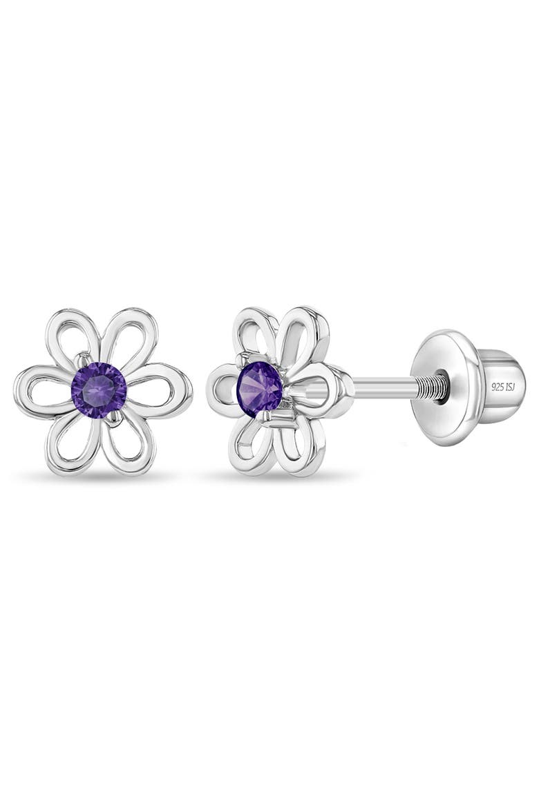 Spring Cubic Zirconia Flower Earrings, Main, color, Purple
