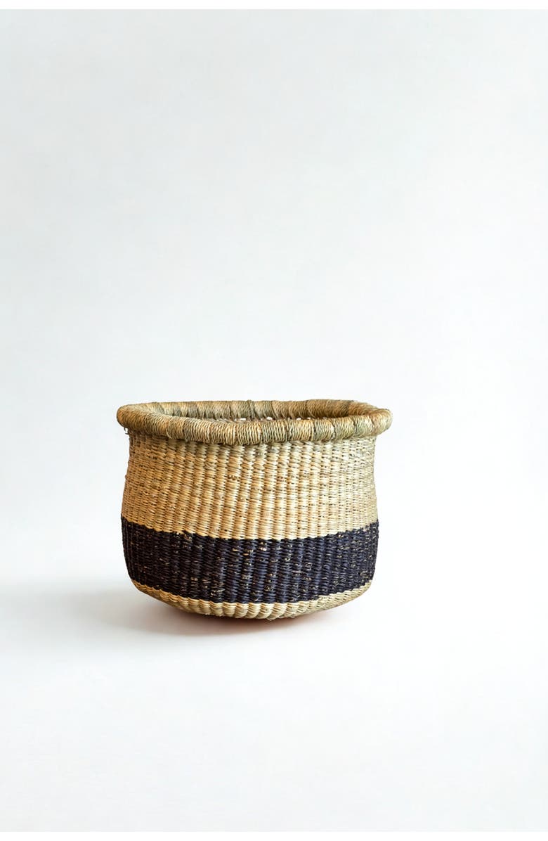 Mbare Handwoven Natural and Black Planter Basket, Main, color, Natural