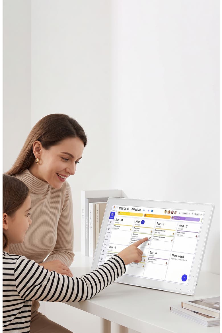21.5" Digital Calendar and Chore Chart - Smart Interactive Family Display, Alternate, color, White