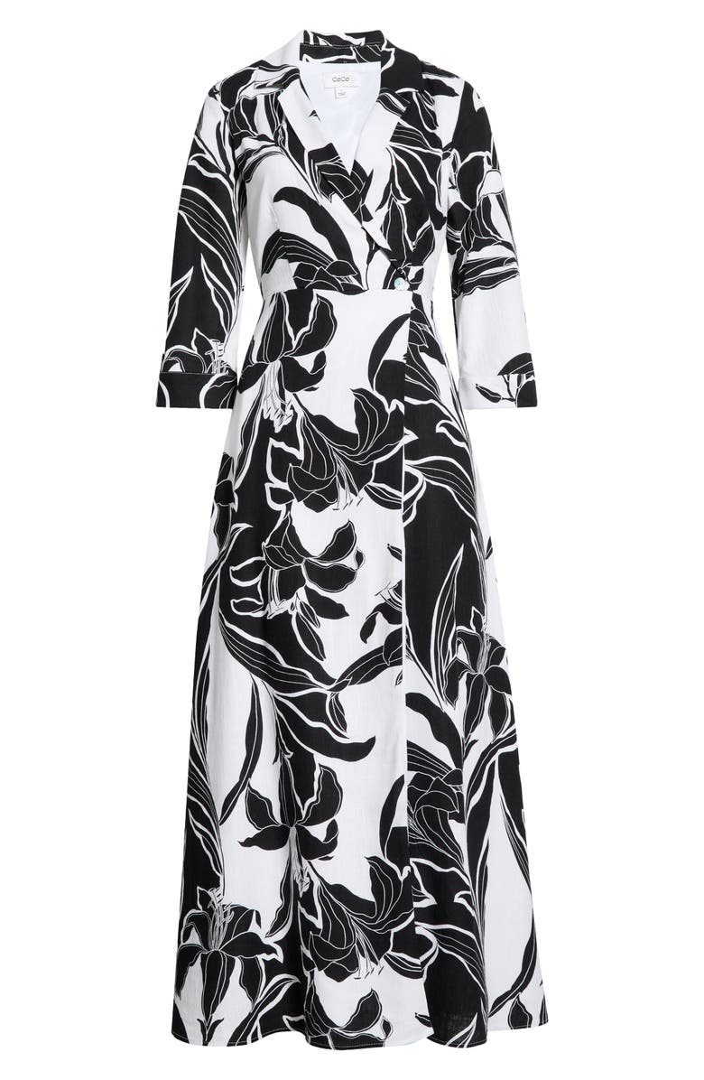 CeCe Floral Faux Wrap Maxi Dress, Alternate, color, Rich Black