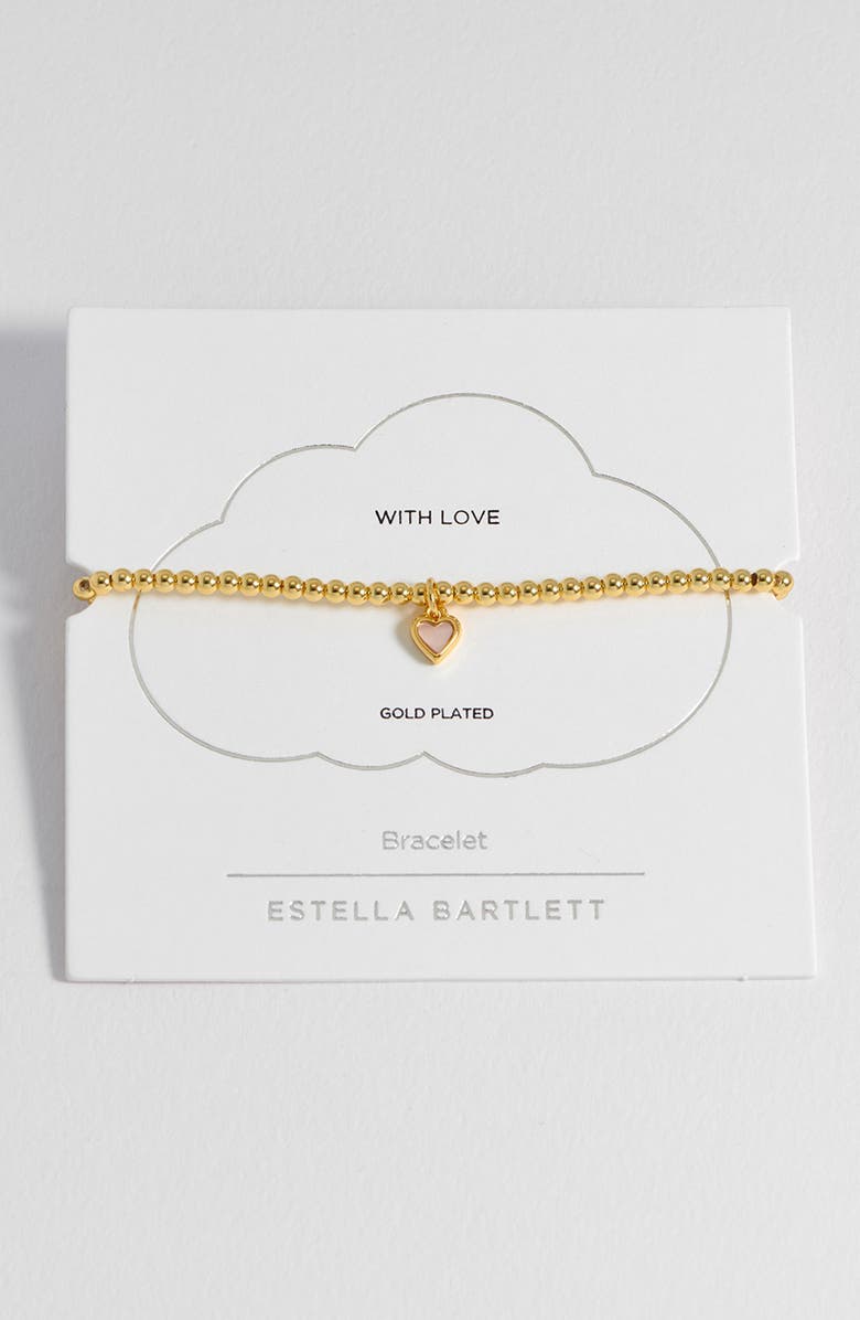 Estella Bartlett Sienna Croissant Beaded Stretch Bracelet, Alternate, color, Silver/ Gold