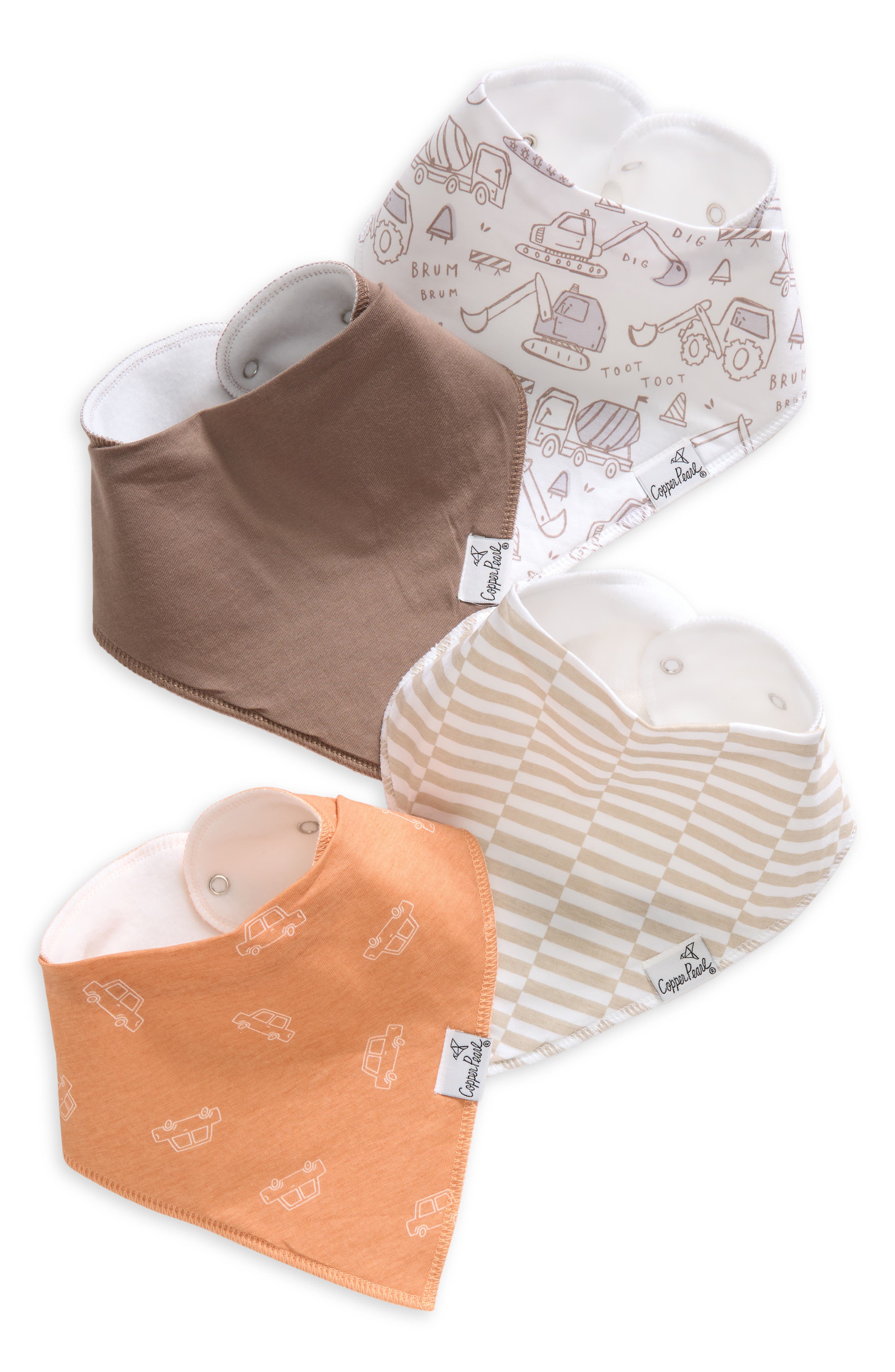 Copper Pearl Digger Assorted 4-Pack Bandana Bib Set in Orange 