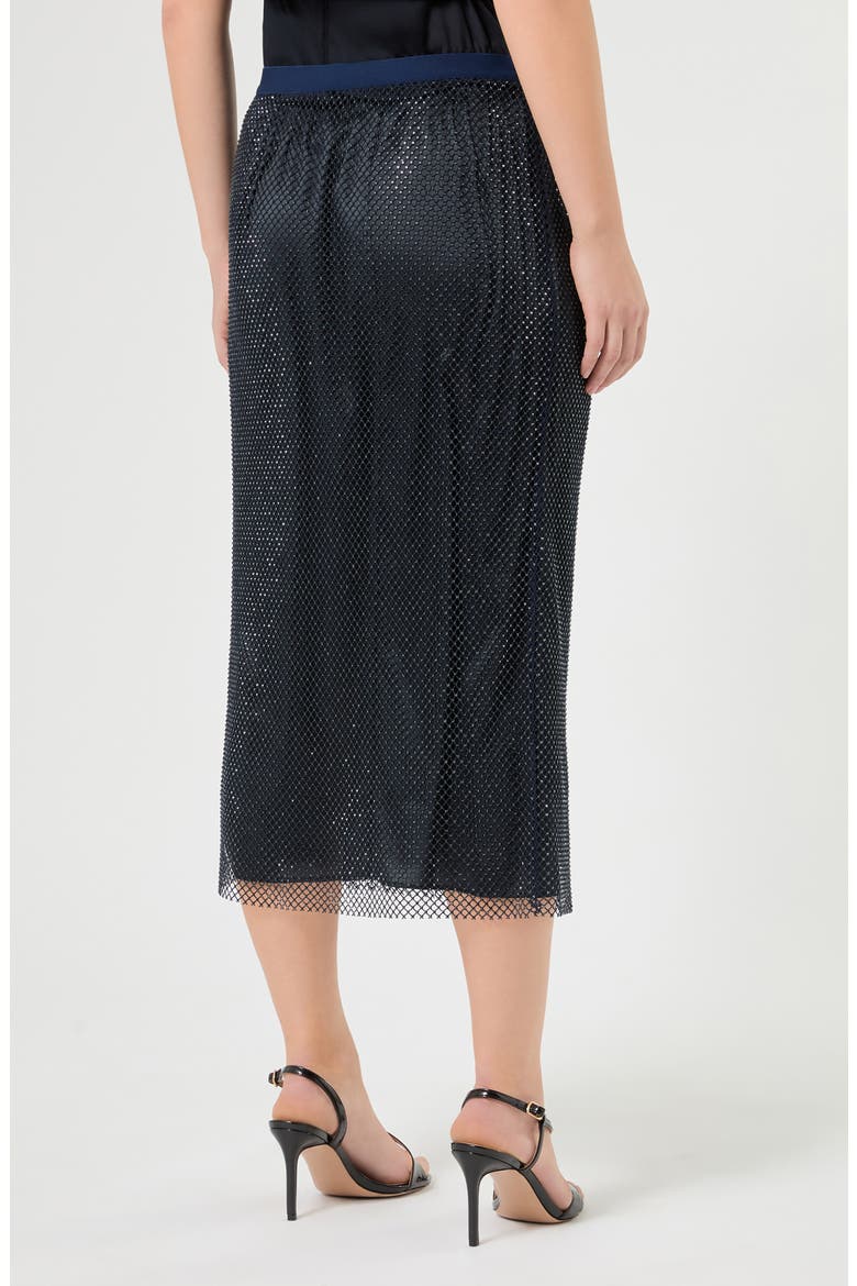 Crystal Mesh Overlay Stretch Jersey Skirt, Alternate, color, MIDNIGHT BLUE