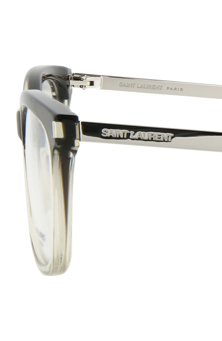 Saint Laurent 53mm Oval Optical Glasses, Alternate, color, Grey Silver Transparent