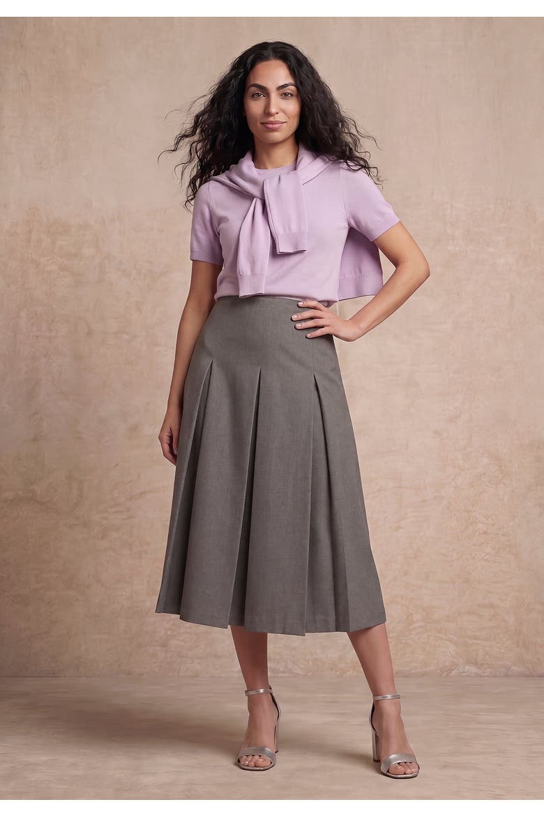 Pleated A Line Skirt, Alternate, color, CHARCOAL