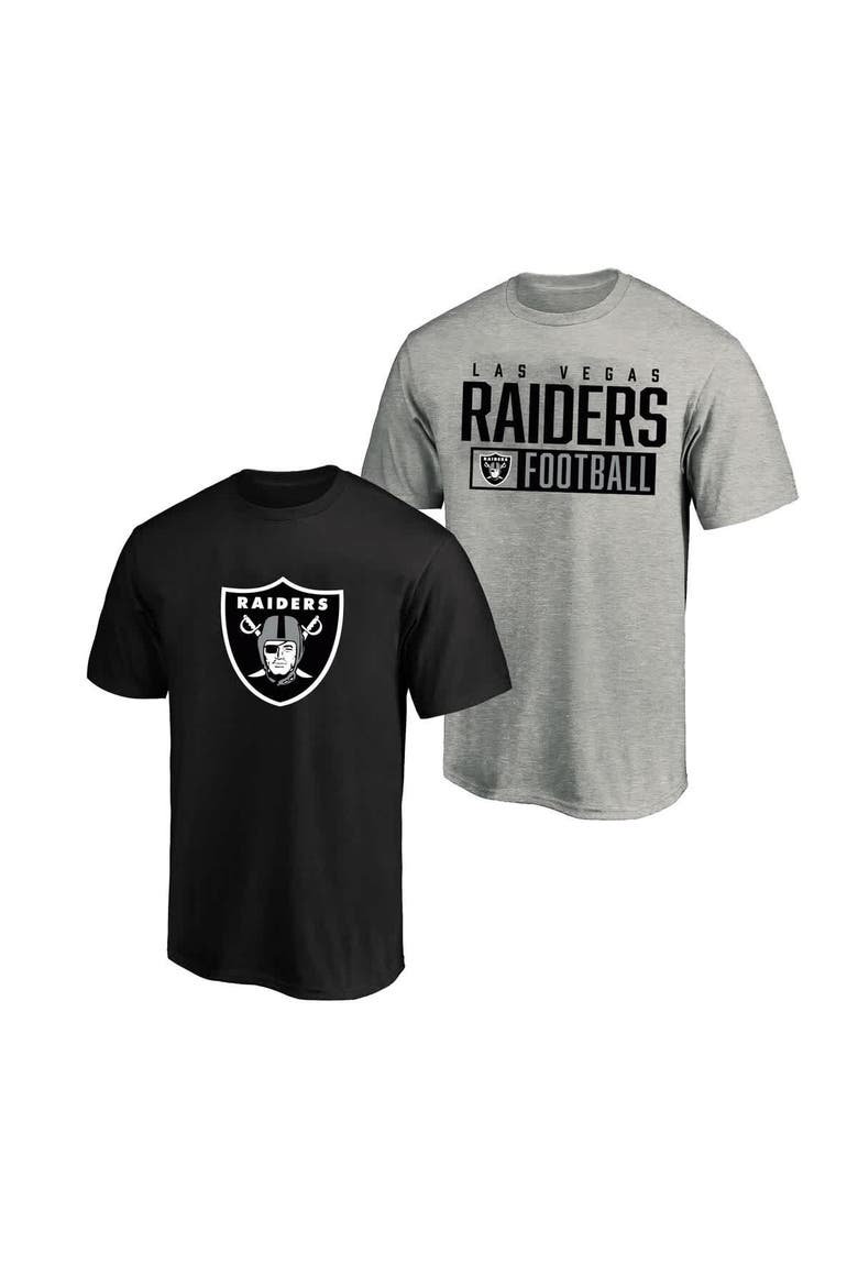 Men's Fanatics  Heather Gray/Black Las Vegas Raiders Big & Tall 2-Pack T-Shirt Set, Main, color, Heather Gray