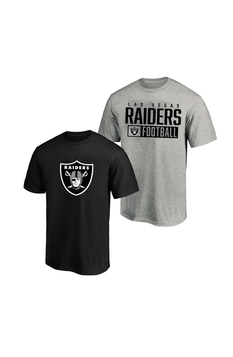 FANATICS Men's Fanatics Heather Gray/Black Las Vegas Raiders Big & Tall 2-Pack T-Shirt Set, Main, color, Heather Gray