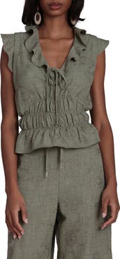 Bagatelle Tie Front Smocked Top