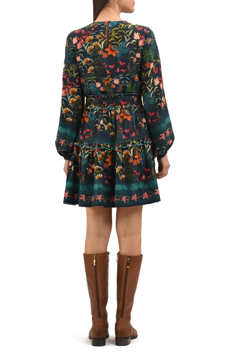Celina Moon Woodland Floral Long Sleeve Midi Dress, Alternate, color, Green