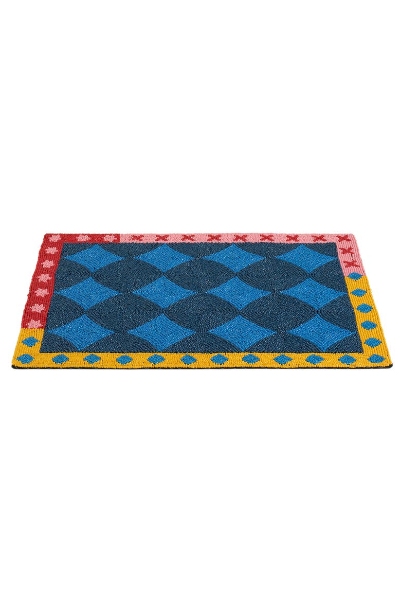 Dadri Beadded Placemat Geometric 12X16 In, Alternate, color, Blue