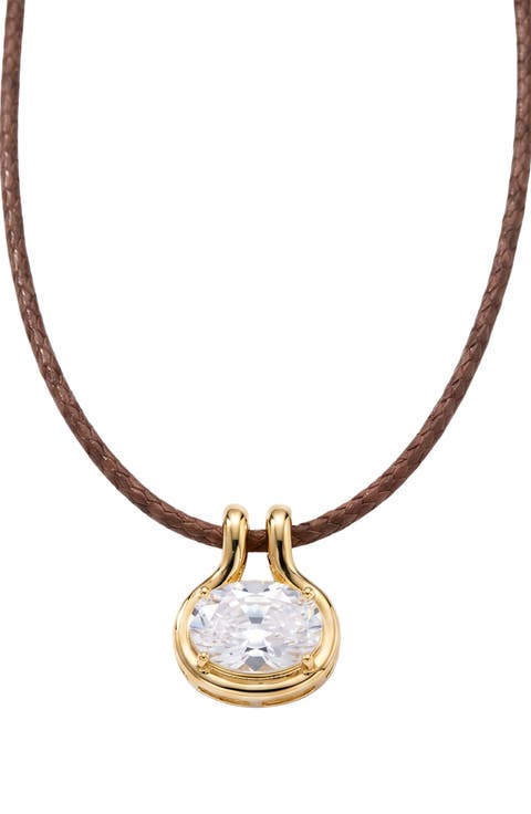 Braided Cord Cubic Zirconia Pendant Necklace