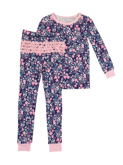 SoftSnooze Toddler Girls Ruffle Long Sleeve Pajama Set
