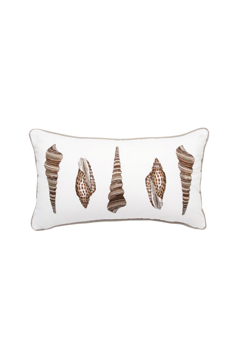 Shell Neutrals Indoor/Outdoor Lumbar White Pillow, Main, color, Brown