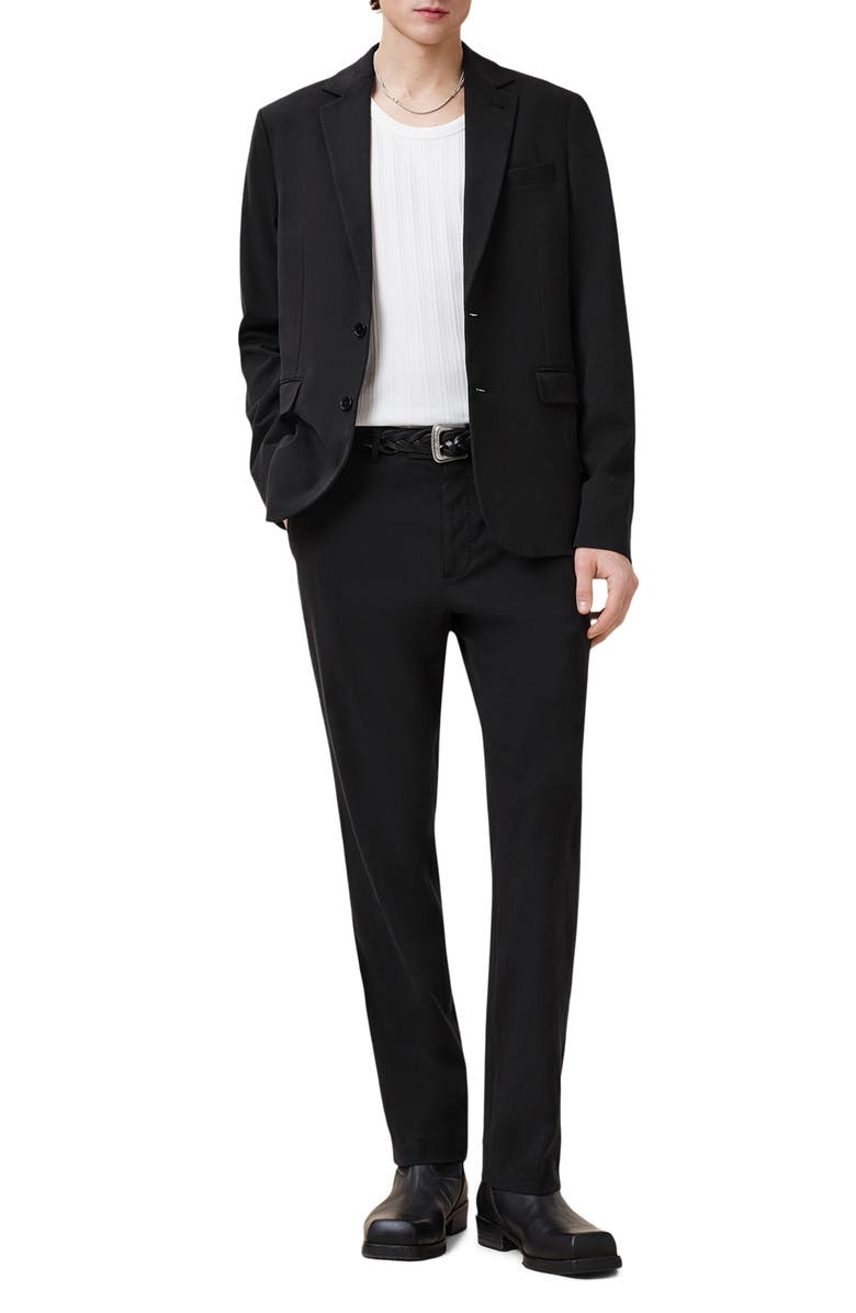 AllSaints Bay Flat Front Cotton Pants, Alternate, color, Black