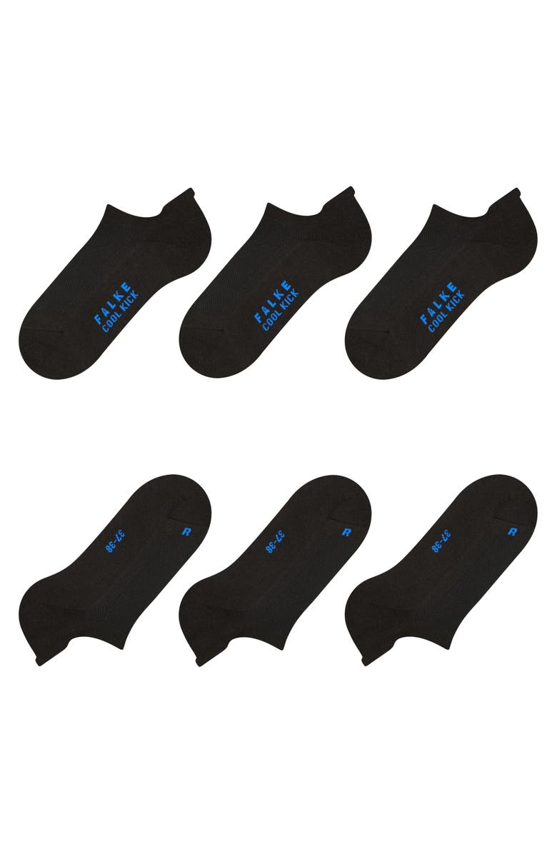 Falke Cool Kick 3-Pack Sneaker Socks, Alternate, color, Black