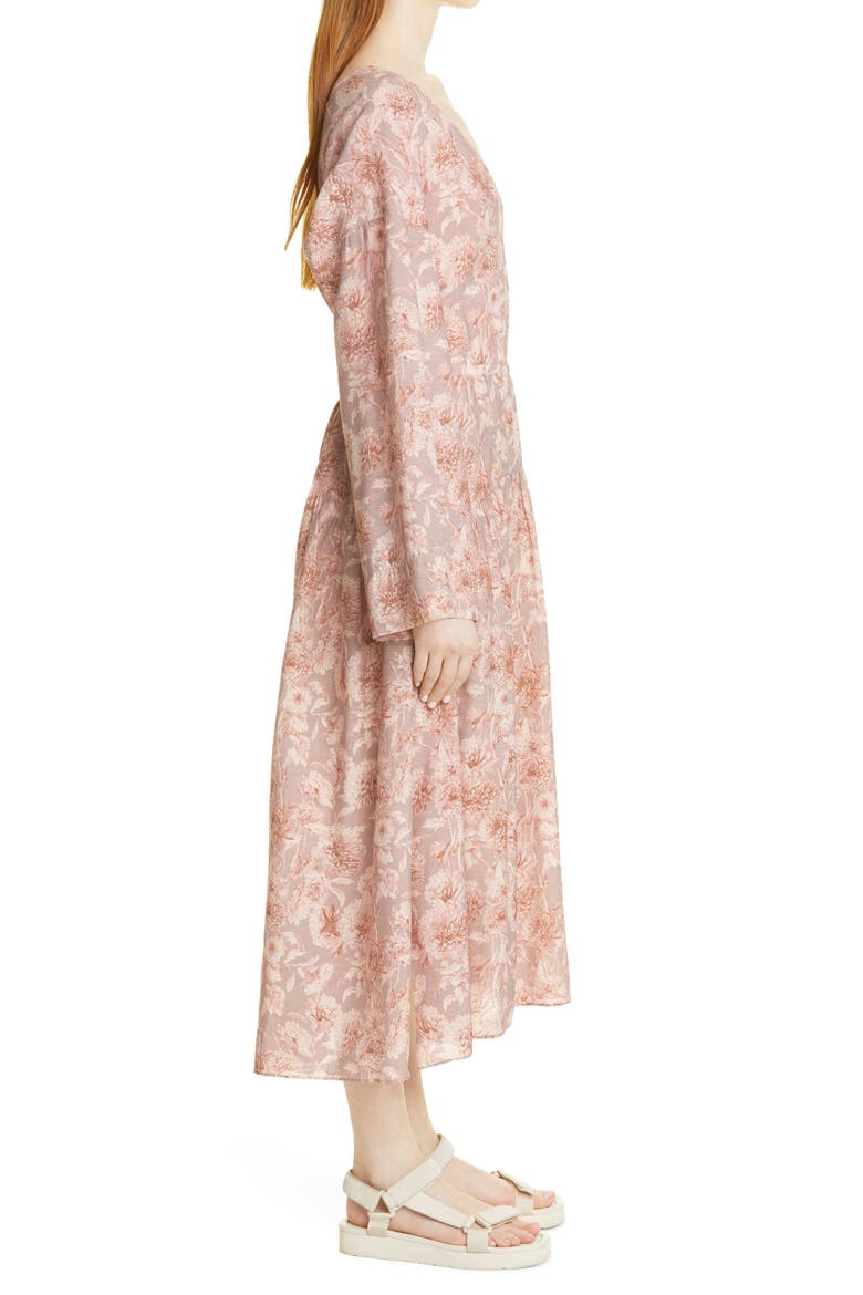 Dahlia Print Long Sleeve Dress, Alternate, color, LOTUS SHELL