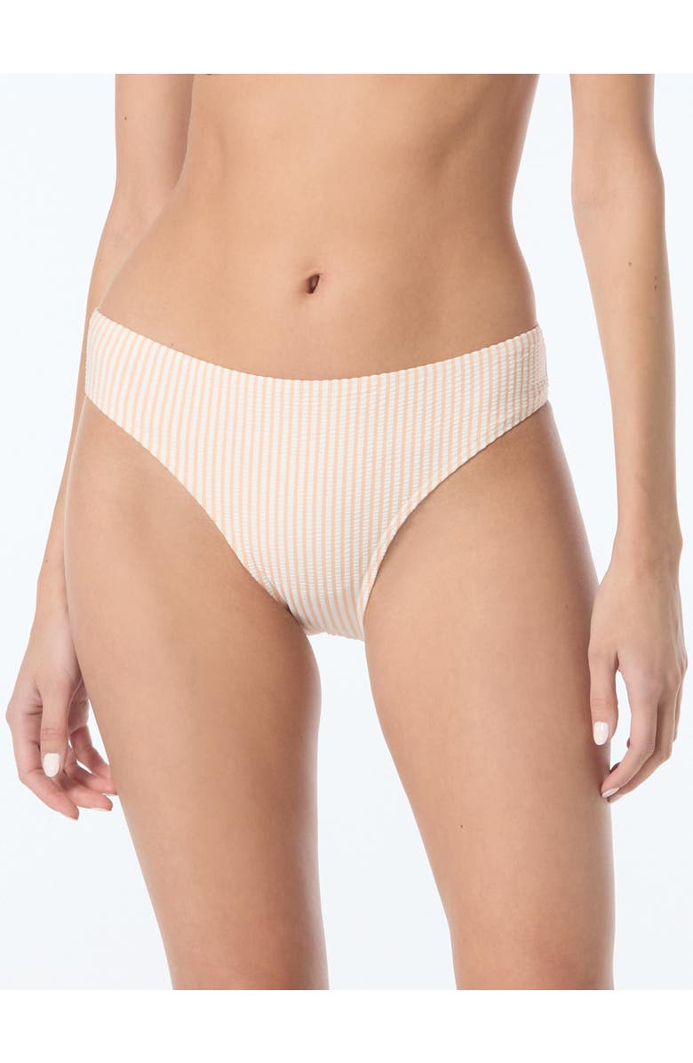 Kate Spade New York Striped High Cut Bikini Bottom Swimsuit, Main, color, Light Cantaloupe