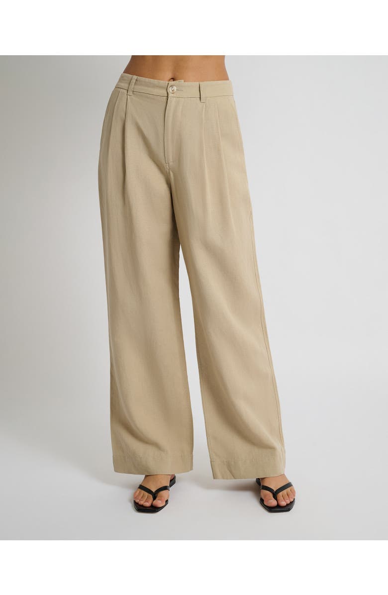 Onia Air Linen Pleated Trouser, Main, color, Jute