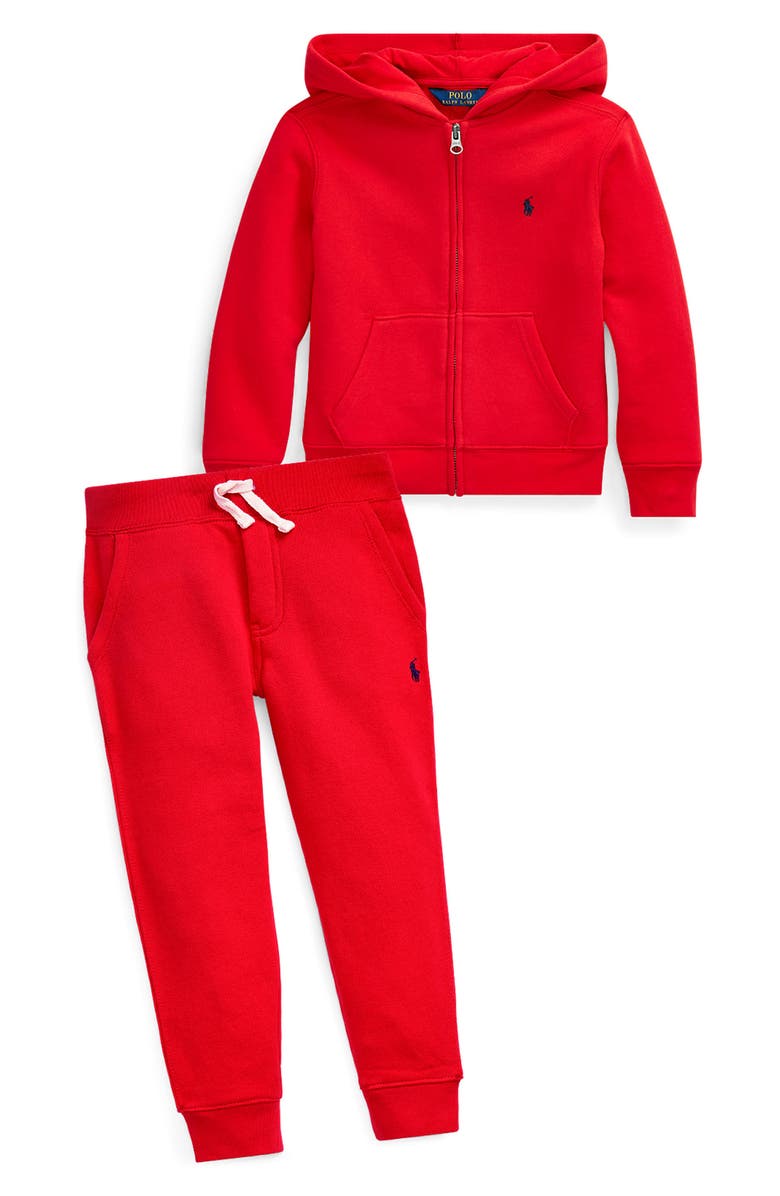 Polo Ralph Lauren Kids' Full Zip Fleece Hoodie, Alternate, color, Red
