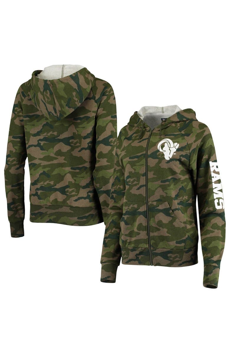 New Era Women's New Era Camo Los Angeles Rams Raglan Full-Zip Hoodie, Alternate, color, Camo